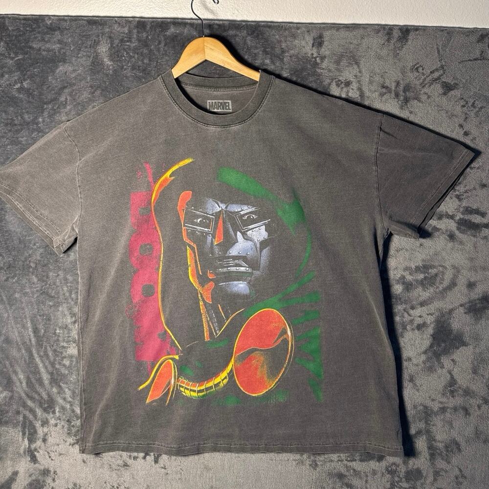 73Studio x Marvel Doctor Doom Heavyweight Vintage Graphic Tee Black Wash Mens XL